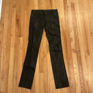 Just Cavalli Dark Leather Straight Leg Pants
